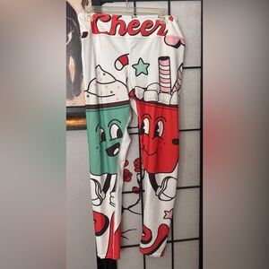 Christmas 1XL Leggings Cheerful Coffee Coco Cartoon Print Womens Leggings